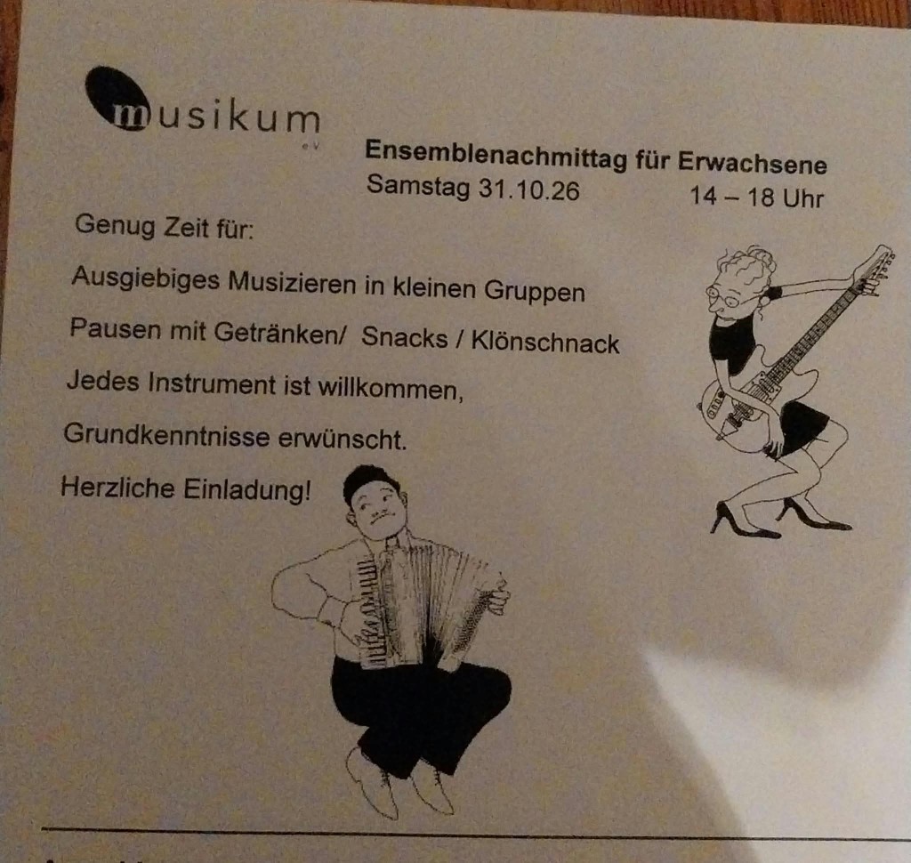 Flyer: Ensemblenachmittag für Erwachsene am 31.10.2026